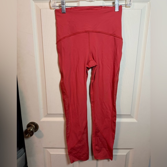 lululemon athletica Pants - Lululemon Strength and Sweat Crop 23”Orange Floral Print Leggings Size 4